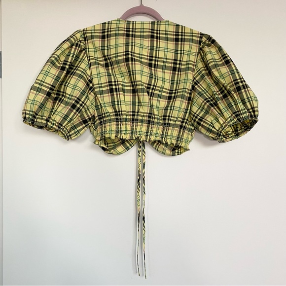 Derek Lam 10 Crosby Bella Crop Top Yellow Plaid - Picture 9 of 14